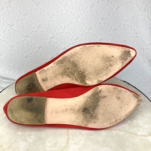 J. Crew Tassel Loafers Womens Size 9 Red Microsuede Pointed Toe Slip On Shoes - Picture 11 of 12